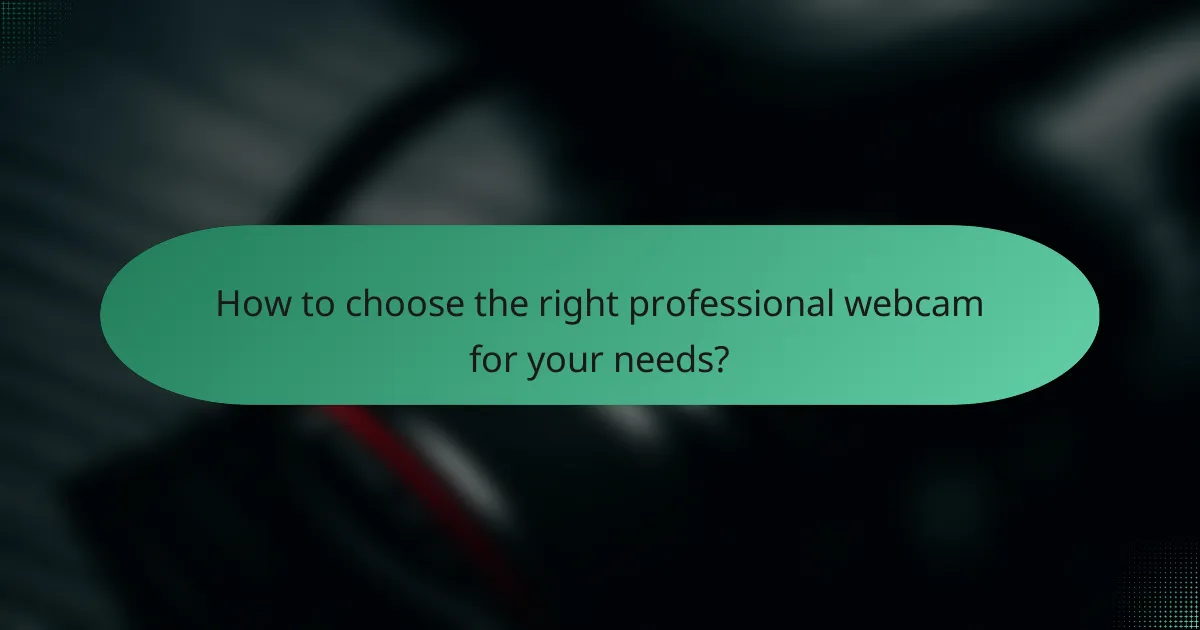 How to choose the right professional webcam for your needs?